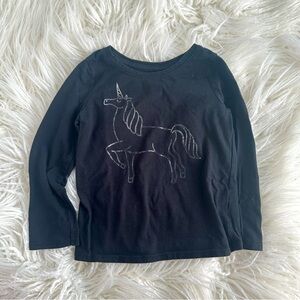 Cat & Jack Target Toddler Girls Black and Silver Unicorn Long Sleeve Shirt